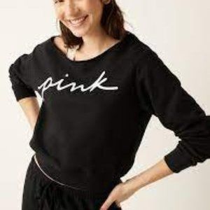 PINK Victoria's Secret Script Logo Open Neck Off Shoulder Sweater